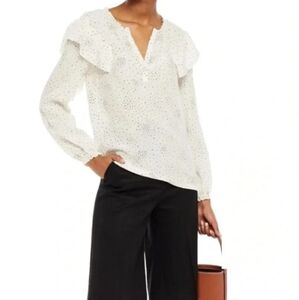 Maje Star Print Long Sleeve Ivory Blouse